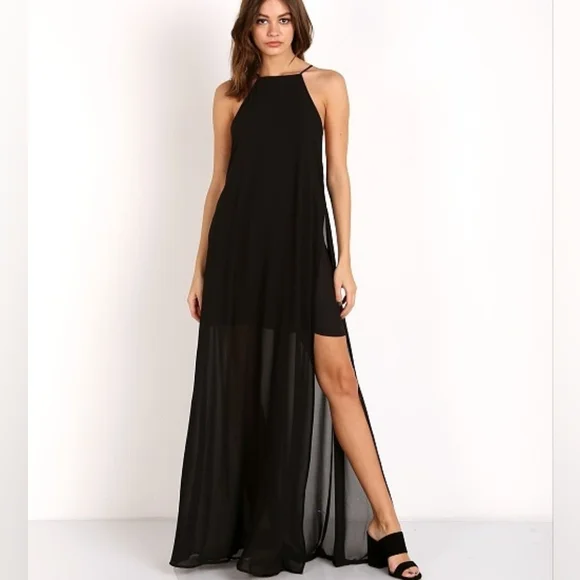 Show Me Your Mumu Black Sheer Lined Bronte Maxi Sleeveless Dress Small! - Picture 3 of 14